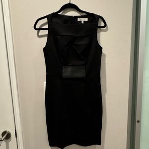 NWOT. Roberto Rodriguez Sheath Dress with cut out on top. Leather banded. Sz 2.